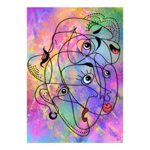 Impression Photo Visages de personnes abstraites - Dessin de style