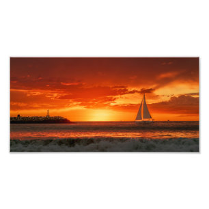 Impression Photo Voilier au coucher du soleil - Marina Del Rey, CA