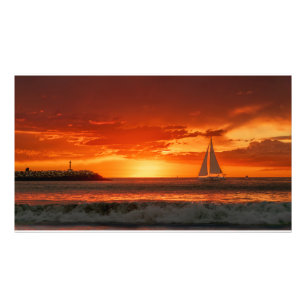 Impression Photo Voilier au coucher du soleil - Marina Del Rey, Cal