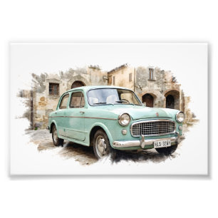 Impression Photo Voiture Ancienne dans un Cadre Rustique
