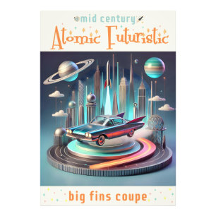 Impression Photo Voiture Coupé Atomic Futuriste à Grandes Ailes