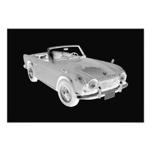 Impression Photo Voiture de sport noire et blanche de Triumph Tr4