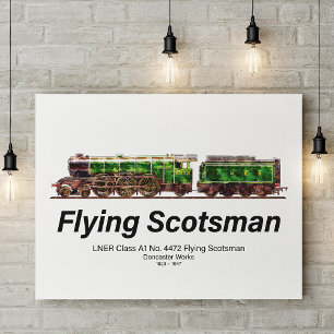 Impression Photo Volant Scotsman Steam Train Anglais Locomotive