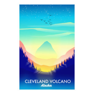 Impression Photo Volcan Cleveland affiche de voyage Alaska