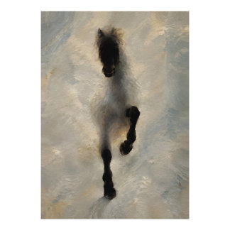 Impression Photo Vue aérienne Cheval noir Huile Peinture Murale Art