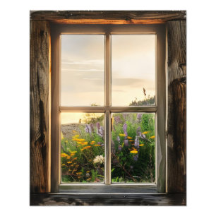 Impression Photo Vue de fenêtre de fleurs printanières