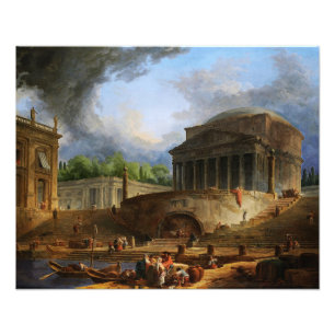Impression Photo Vue de Ripetta par Hubert Robert