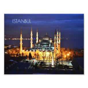 Impression Photo Vue nocturne de la Mosquée Bleue à Istanbul Turqui