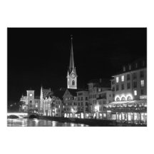 Vue nocturne de Zurich