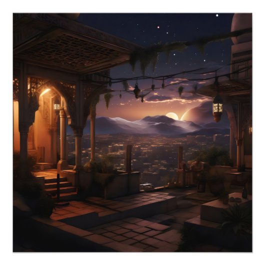 Impression Photo Vue nocturne du palais oriental (Devant)