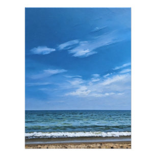 Impression Photo Vue Océanique Serene Avec Ciel Bleu Et Vagues Douc