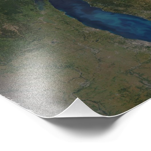 Impression Photo Vue satellite des Grands Lacs (Coin)