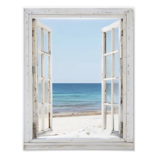 Impression Photo Vue Sur La Fenêtre De Plage Tranquille (Devant)