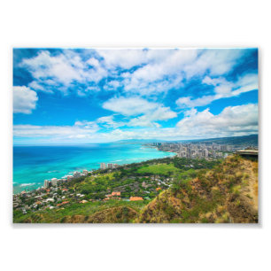 Impression Photo Waikiki, Hawaï à partir de dessus de cratère de