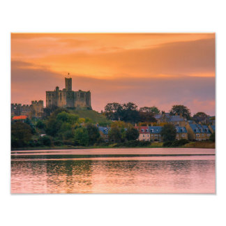 Impression Photo Warkworth Village et Château au coucher du soleil