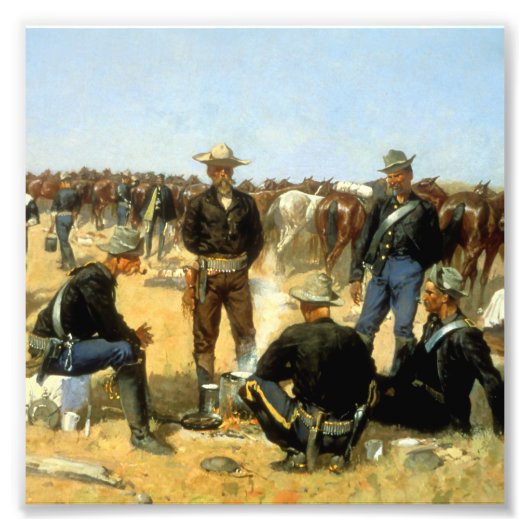 Impression Photo Western Art "Cavalryman's Breakfast" (Devant)