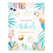 Impression Photo Whimsical Tropical Birthday Affiche de bienvenue (Devant)