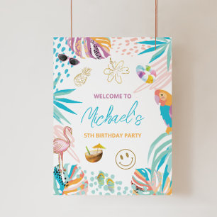 Impression Photo Whimsical Tropical Birthday Affiche de bienvenue