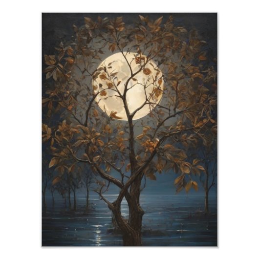Impression Photo Whispering Feuilles Under Midnight Moon (Devant)