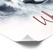 Impression Photo Whispers d'hiver - Wolf aquarelle à Santa Hat (Coin)