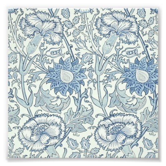 Impression Photo William Morris Beau motif floral, bleu, rose (Devant)