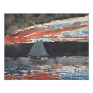 Impression Photo Winslow Homer - Schooner au coucher du soleil