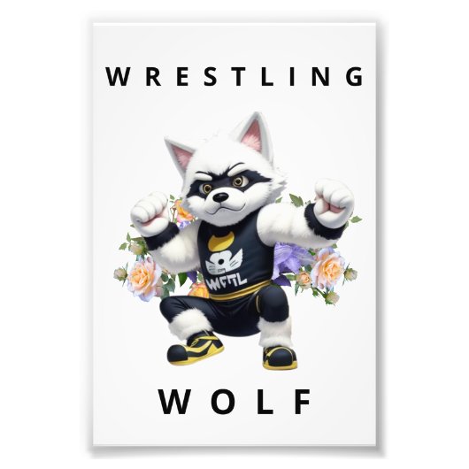 Impression Photo Wrestling Wolf - Fierce Sports Nursery Art (Devant)