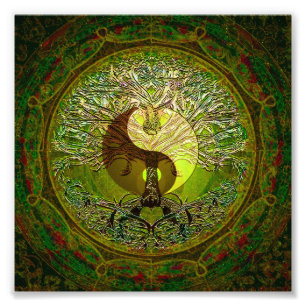 Impression Photo Yin vert Yang avec l'arbre de la vie