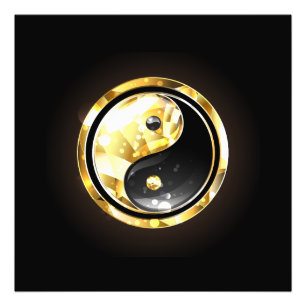 Impression Photo Yin Yang or en or sur fond noir
