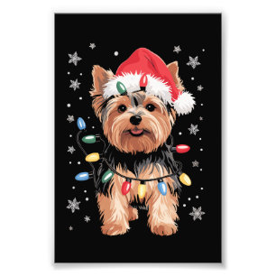 Impression Photo Yorkie Christmas Chien Long Noël Cadeau