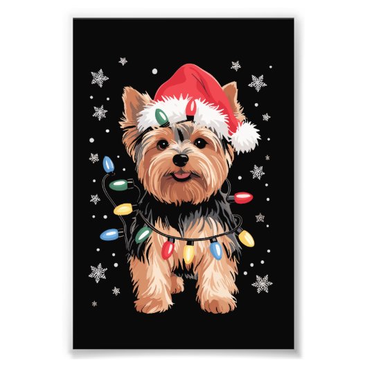 Impression Photo Yorkie Christmas Chien Long Noël Cadeau (Devant)