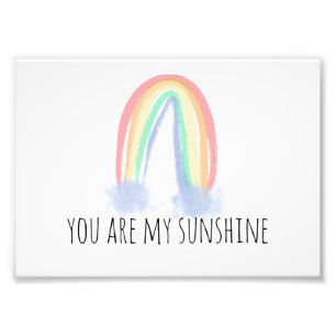 Impression Photo You are my sunshine watercolor painted rainbow