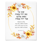 Impression Photo Zacharie 1 Retour vers moi Bible hébraïque Verse (Devant)