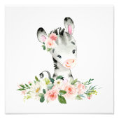 Impression Photo Zèbre, Safari, Jungle, Fleurs roses, Nourriture po (Devant)