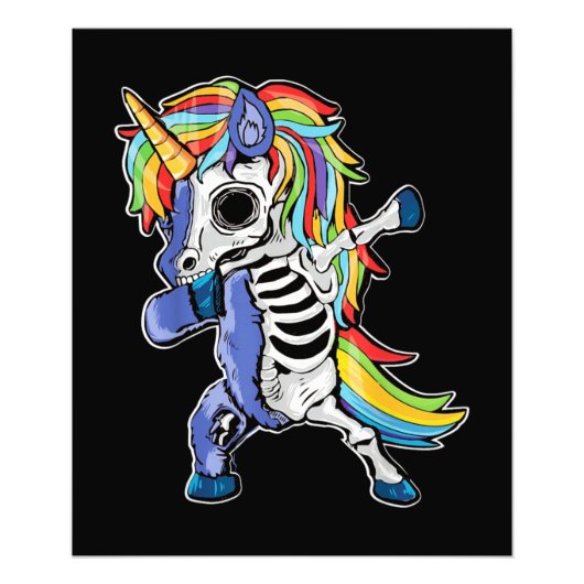 Impression Photo Zombie Unicorn Dabbing Squelette (Devant)