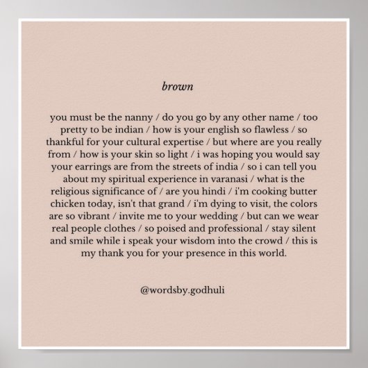 Impression poétique "Brown" (Devant)