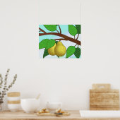 Impression "Poires sur une branche" avec bordure (Cuisine)