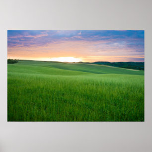 Impression poster du coucher de soleil en Toscane