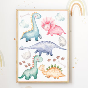 Impression pour chambre d'enfants avec dinosaures 