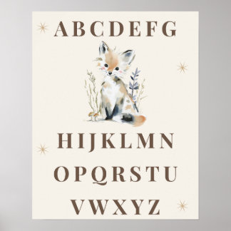 Impression pour la nurserie : Alphabet de la forêt