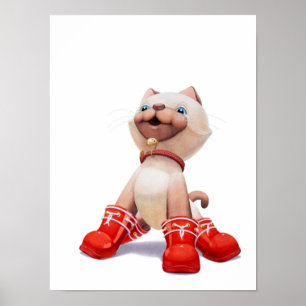 Impression pour nurserie de chaton avec des bottes
