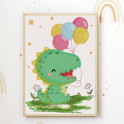 Impression pour nurserie dinosaure en ballon affic