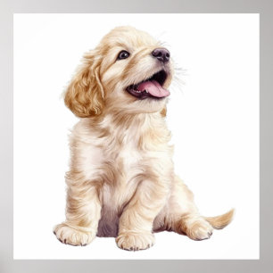 Impression pour nurserie pastel de chiot Golden Re