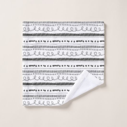 Impression scandinave à main noire et blanche (Gant de toilette)