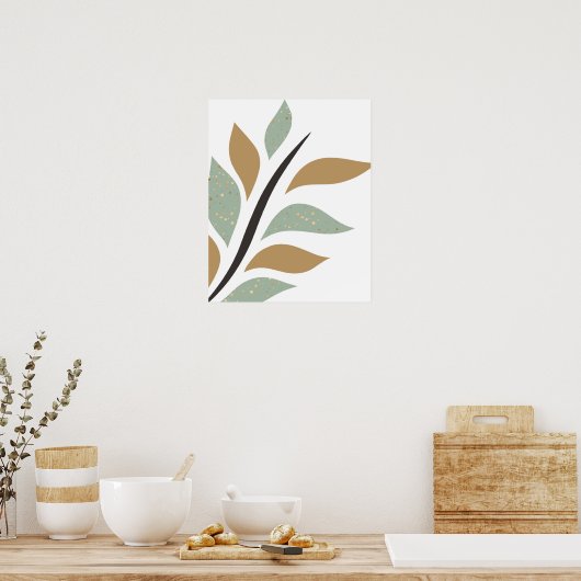 Impression simple Mint Green & Gold Branch Art (Cuisine)