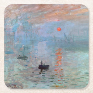 Impression, Sunrise, Claude Monet, 1872 Vierkante Kartonnen Onderzetter