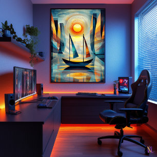 Impression Sunrise - Kubistisch geïnspireerd door  Poster