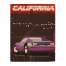 Affiche de supercar néon California 80's