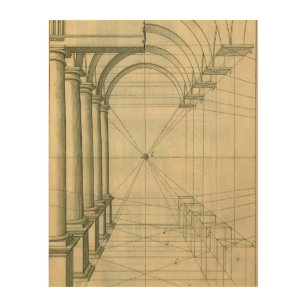 Impression Sur Bois Architecture vintage, Perspective Colonnes Arches