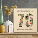 Impression Sur Bois Collage photo du 70e anniversaire dans le numéro 7<br><div class="desc">Créez votre propre collage photo d'art en bois pour un cadeau unique de 70e anniversaire. Le design comporte un collage photo en forme de numéro 70. Le modèle est mis en place pour que vous puissiez ajouter vos propres photos ainsi qu'un nom et votre propre libellé personnalisé. L'exemple de texte...</div>